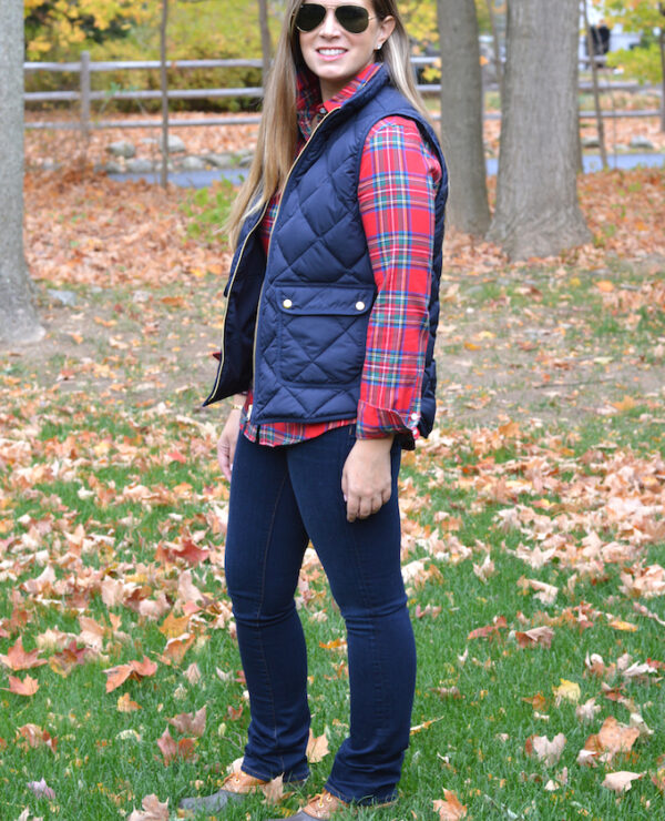 J.Crew excursion quilted vest Brooks Brothers plaid flannel Bean Boots