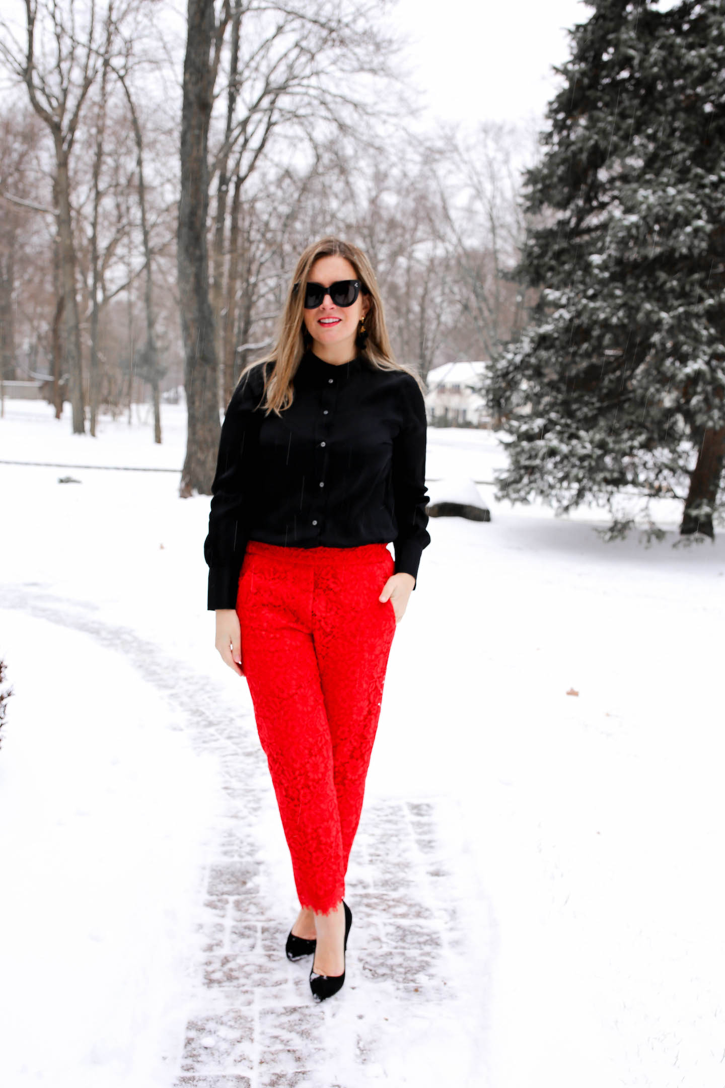 Red Lace Pants