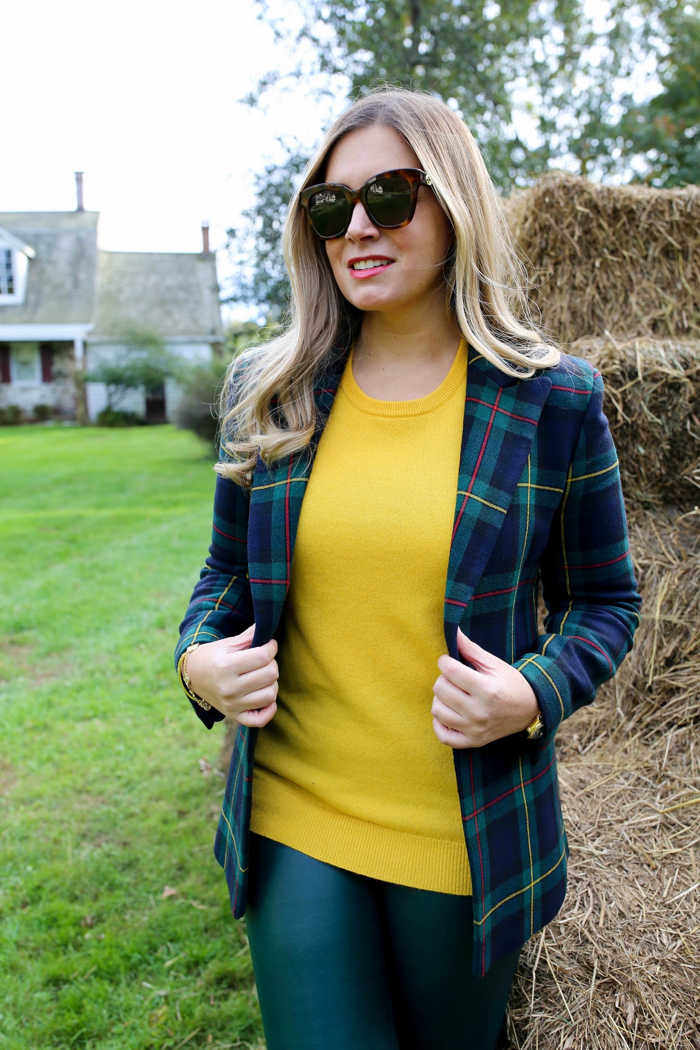 70's-style-plaid-blazer-outfit - So Sage Blog