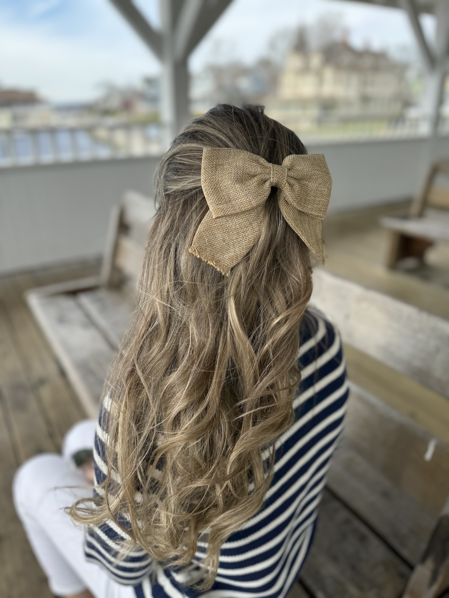 canvas bow hair clip