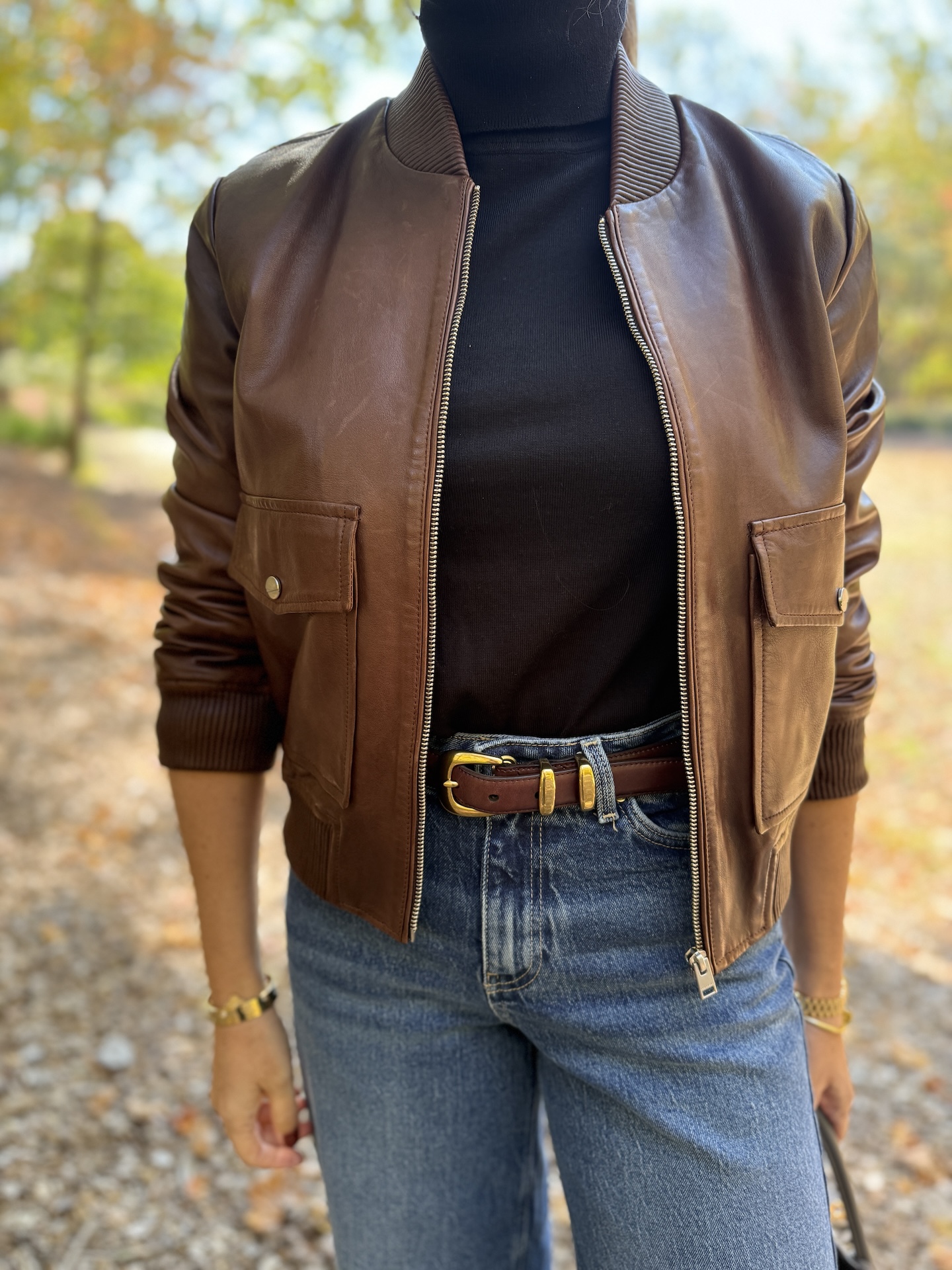 lamarque chocolate leather bomber jacket